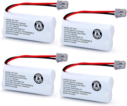 BT-1021 2.4V 300mAh Cordles Phone Battery Compatible with for Uniden uniden 6.0 BT-1016 BT-1008 BT-1025 BBTG0847001 BBTG0798001 Empire CPH-515B Phone Battery4-Pack