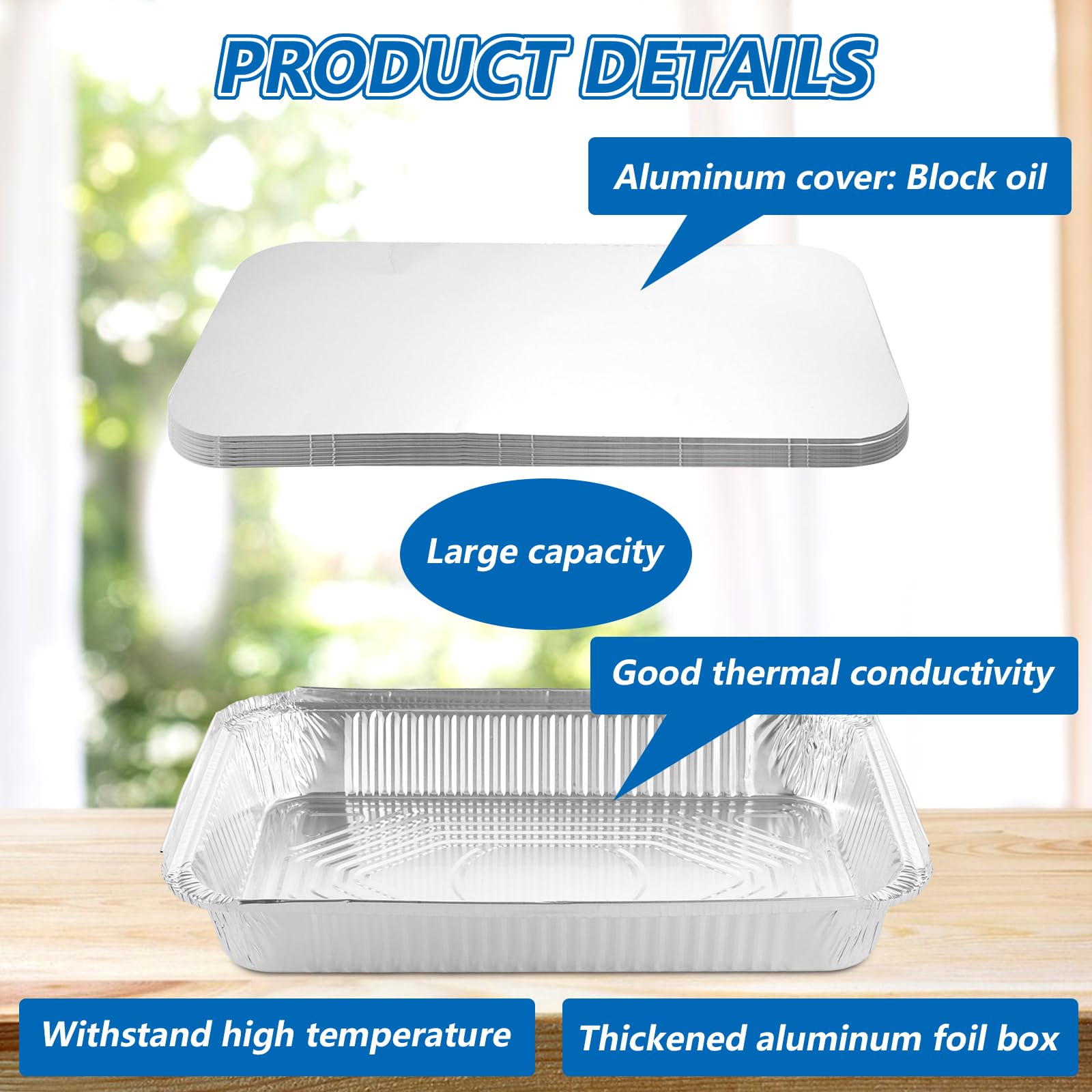 MIVIDE Lot de 30 barquettes aluminium couvercle - 1600 ml - 25 x 15,5 x 7,3 cm - Jetables - Alimentation, congélation, cuisson, barbecue