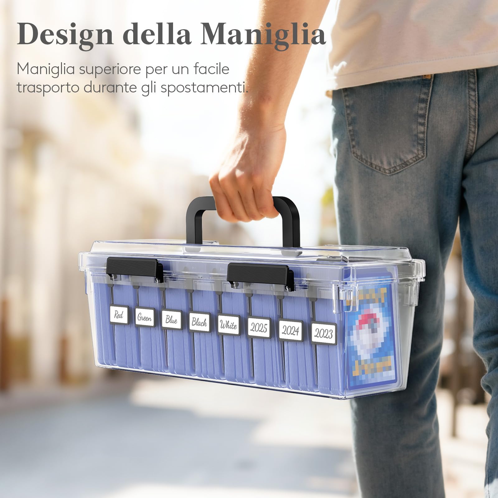Lifewit Scatola Porta Carte con 16 Divisori Regolabili, Deck Box in Plastica con Chiusura Rinforzata ed Etichette Scrivibili, DeckBox da Gioco per un Massimo di 1800 Carte, 2 Pezzi