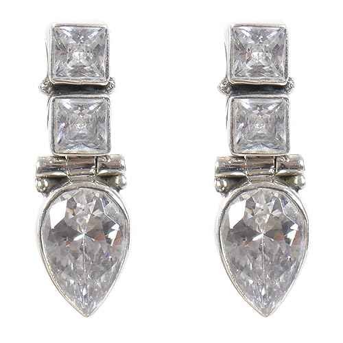 925-92.5 Sterling Silver Pearl Ruby Turquoise Cubic Zirconia Onyx Stone Hanging Earring for Women and Girls 