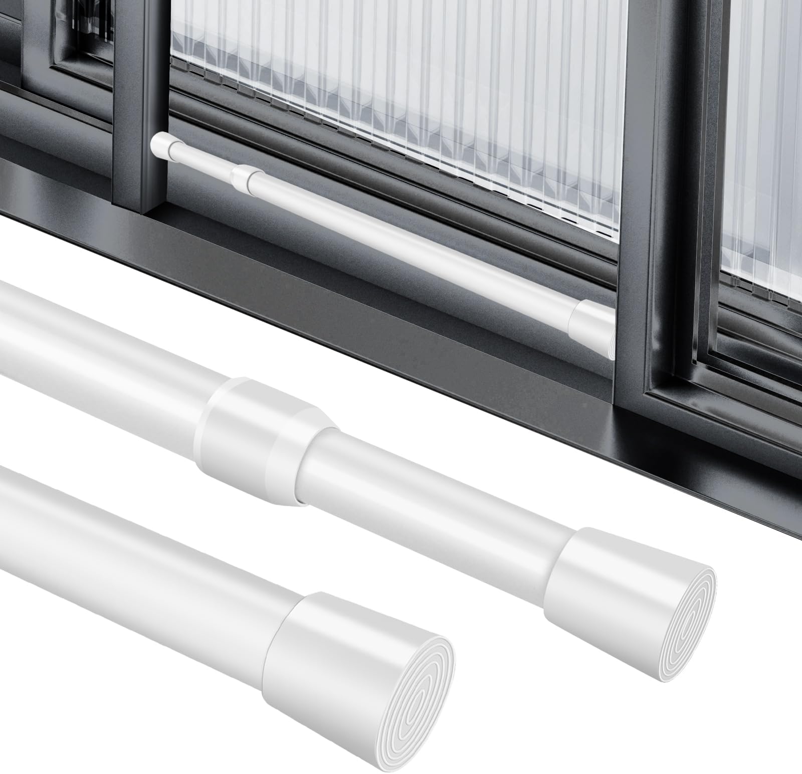 AOBOPLE 2 Pack Window Security Bar, Window Safety Bars, Adjustable Sliding Glass Door Lock, Window Lock Bar for Children Home, Extends from 16.5-27.95 Inches (White)