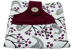 Hangable Dishtowel Adorned with Ruby-Red Berries and Gray Doves Gracefully Splayed on...