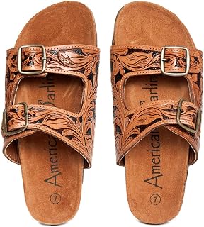 Hand Tooled, Carved Genuine Leather Sandal Footwear Flip Flop | Tooled