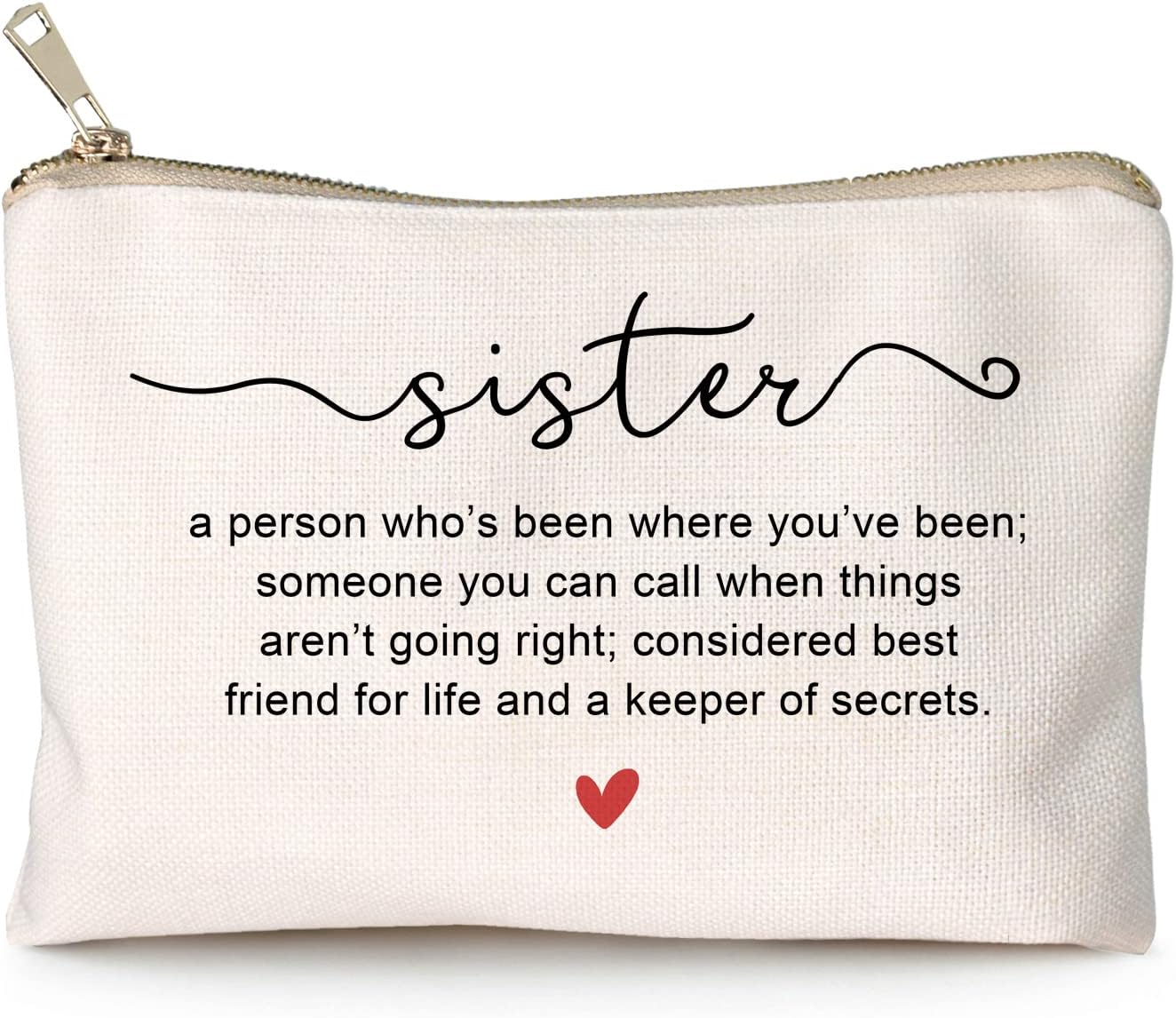 HubbgDesignSister Definition Makeup Bag, Sister Gift, Sister Birthday Present, Linen Cotton Bag, Best Friend Cosmetic Bag, Sister Birthday Gift, Soul Sister Gift, Cosmetic Bag for Sister
