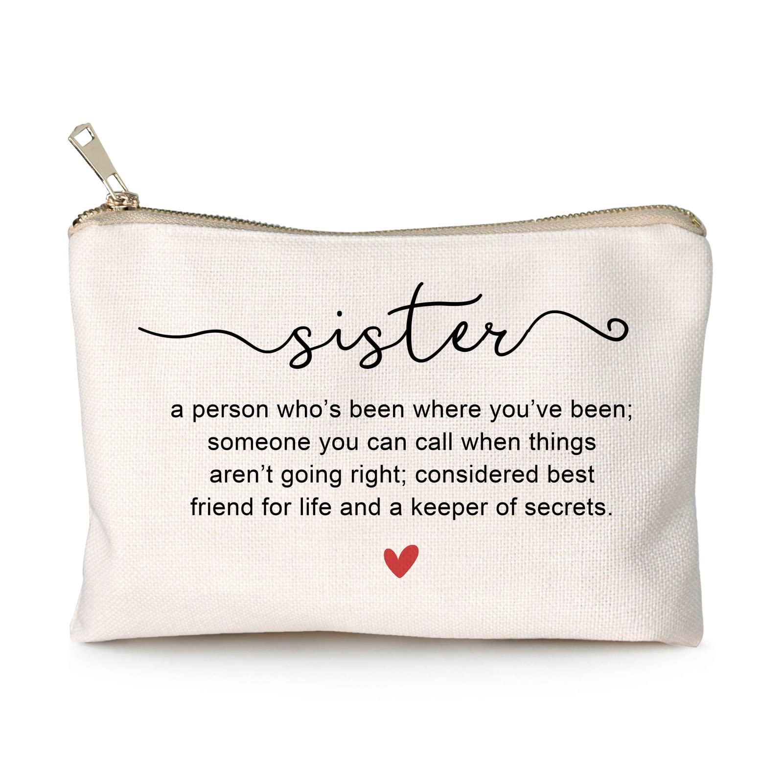 HubbgDesignSister Definition Makeup Bag, Sister Gift, Sister Birthday Present, Linen Cotton Bag, Best Friend Cosmetic Bag, Sister Birthday Gift, Soul Sister Gift, Cosmetic Bag for Sister