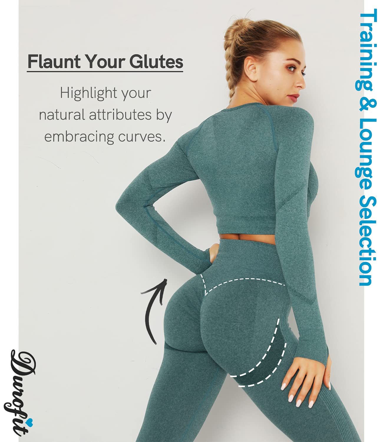 DUROFIT Leggins Donna Push up Leggings Sportivi Vita Alta Anticellulite Pantaloni Palestra per Fitness Yoga Pant
