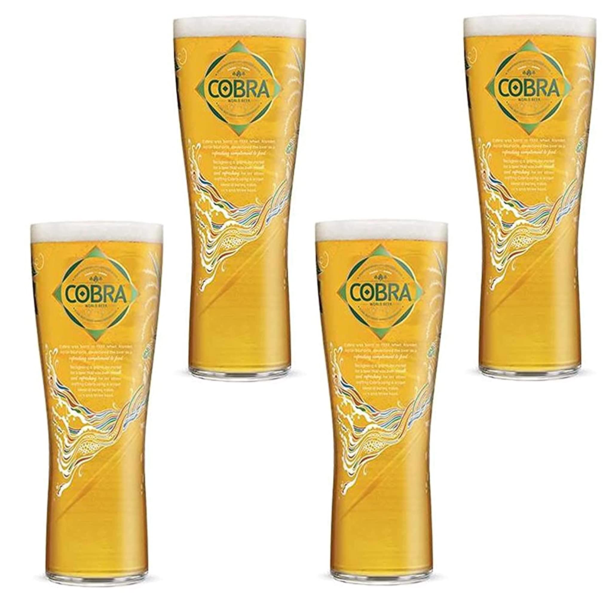GarageBar | Cobra Glass | Beer Glass | Official Merchandise | Comes with 2X Beer Drip Mats (4, Pint/20oz)