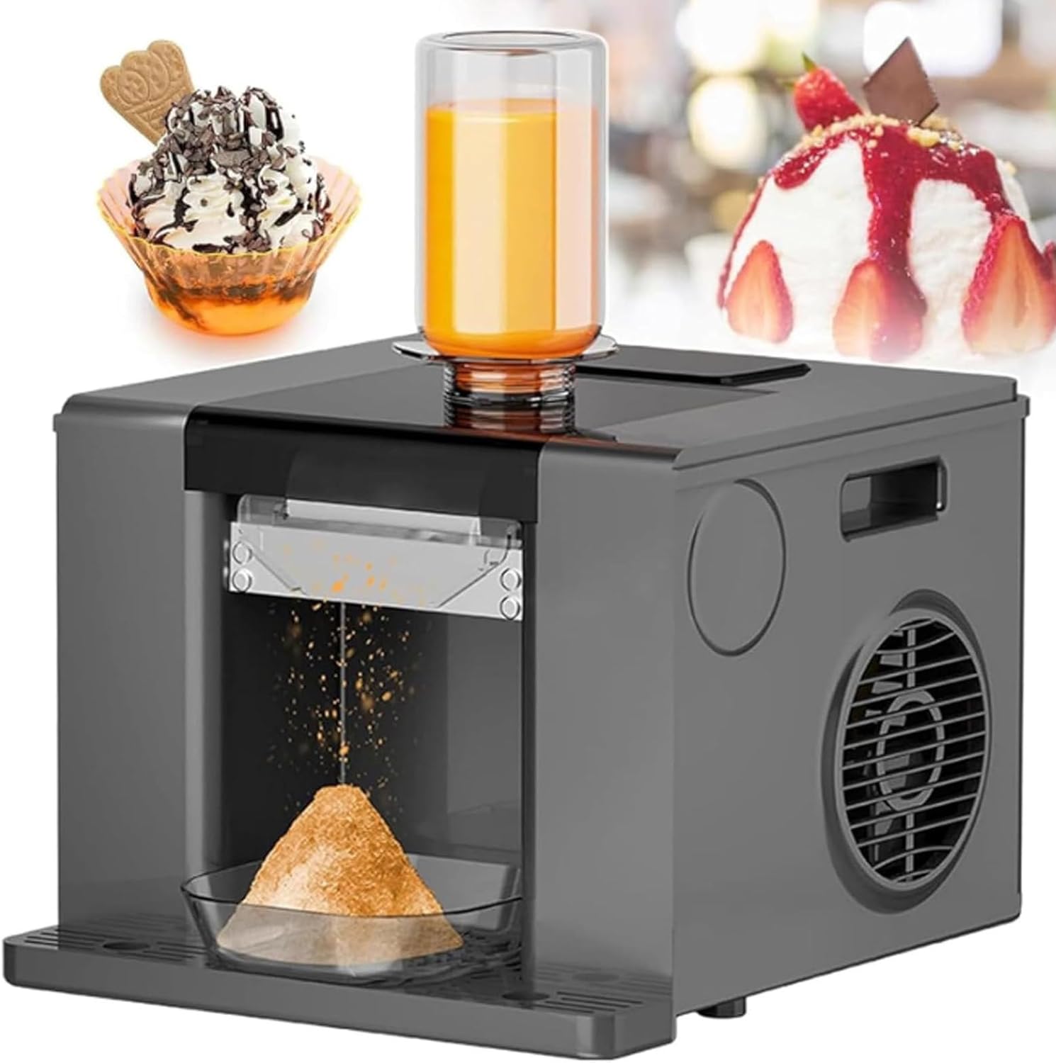 Snowflake Ice Machine with Rapid Cooling, 1-Min Fast Shaved Ice Maker Korean Bingsu Shaved Ice Machine for Home/Kids/Party, Homemade Ice Cream & Dessert, Summer Treats Black