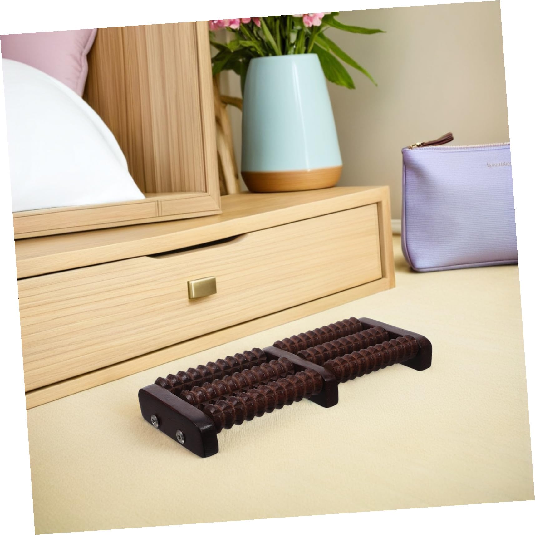 BESTYASH Holz Fußmassageroller für Gezielte Muskelmassage Tragbarer Fußreflexzonen-massageroller zur Linderung von Verspannungen und Plantarfasziitis für Zuhause Büro und Reise