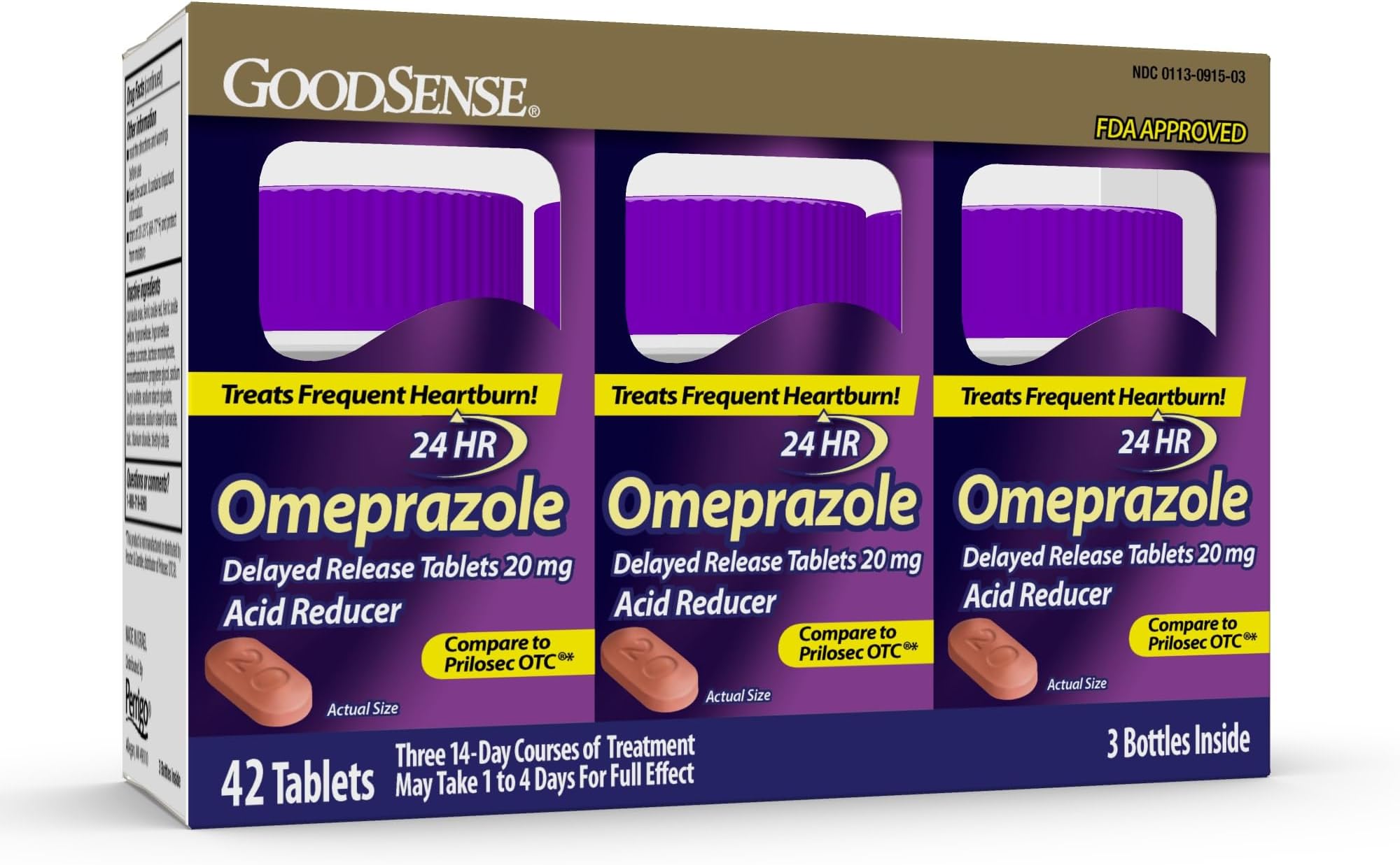 GoodSense Omeprazole Delayed Release Tablets 20 mg, Stomach Acid Reducer for Frequent Heartburn Treatment, 42 Count
