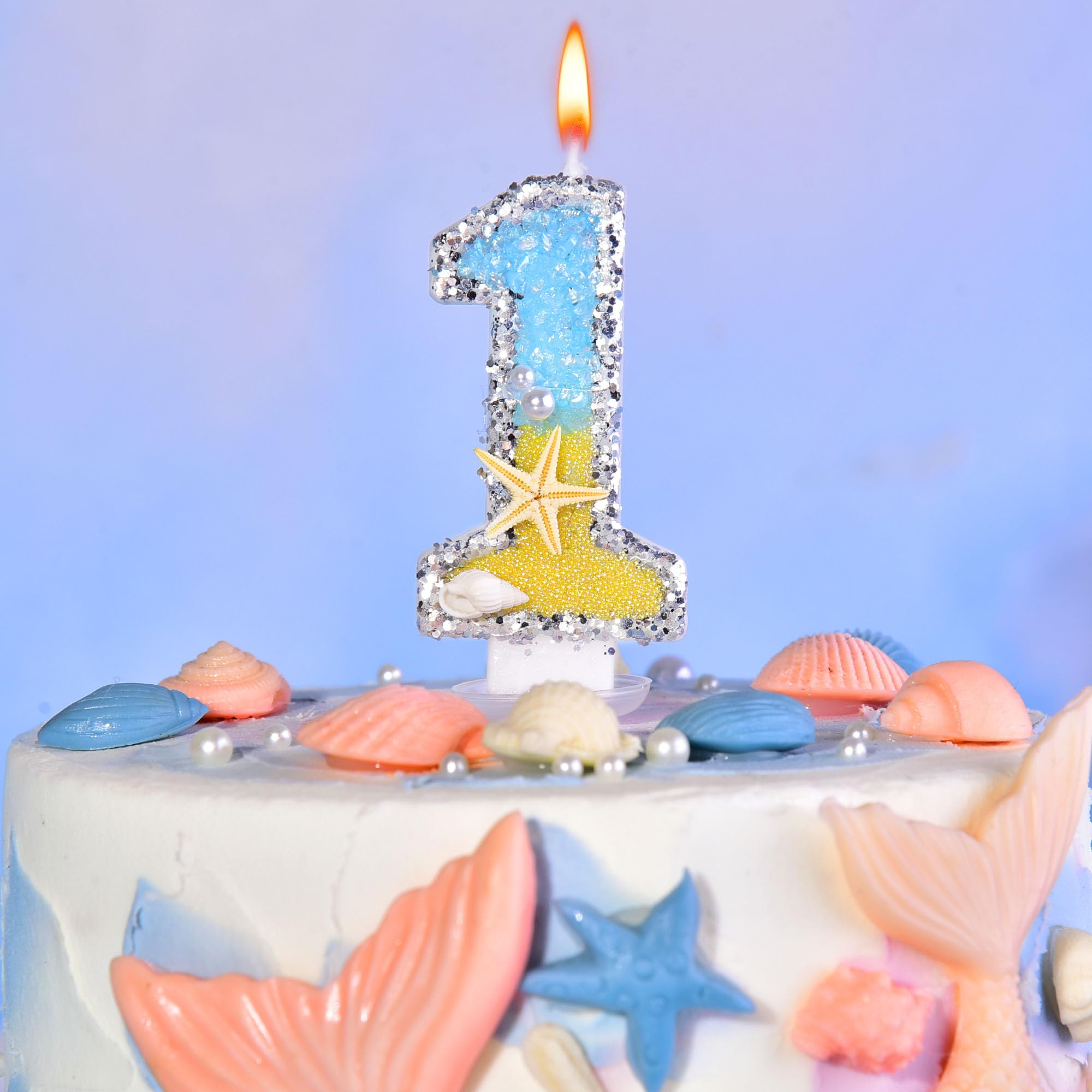 PHD CAKE Bougies d'anniversaire de plage numéro 1 de 7,9 cm, bougies d'anniversaire sur le thème de la plage, bougies de fête