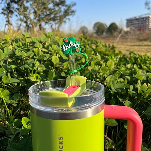 Miniatura 4 de St Patricks - Funda de popote para Stanley, cubierta de paja verde de 0.394 in, fundas de paja de silicona Stanley, accesorios de vaso de 30 y 40