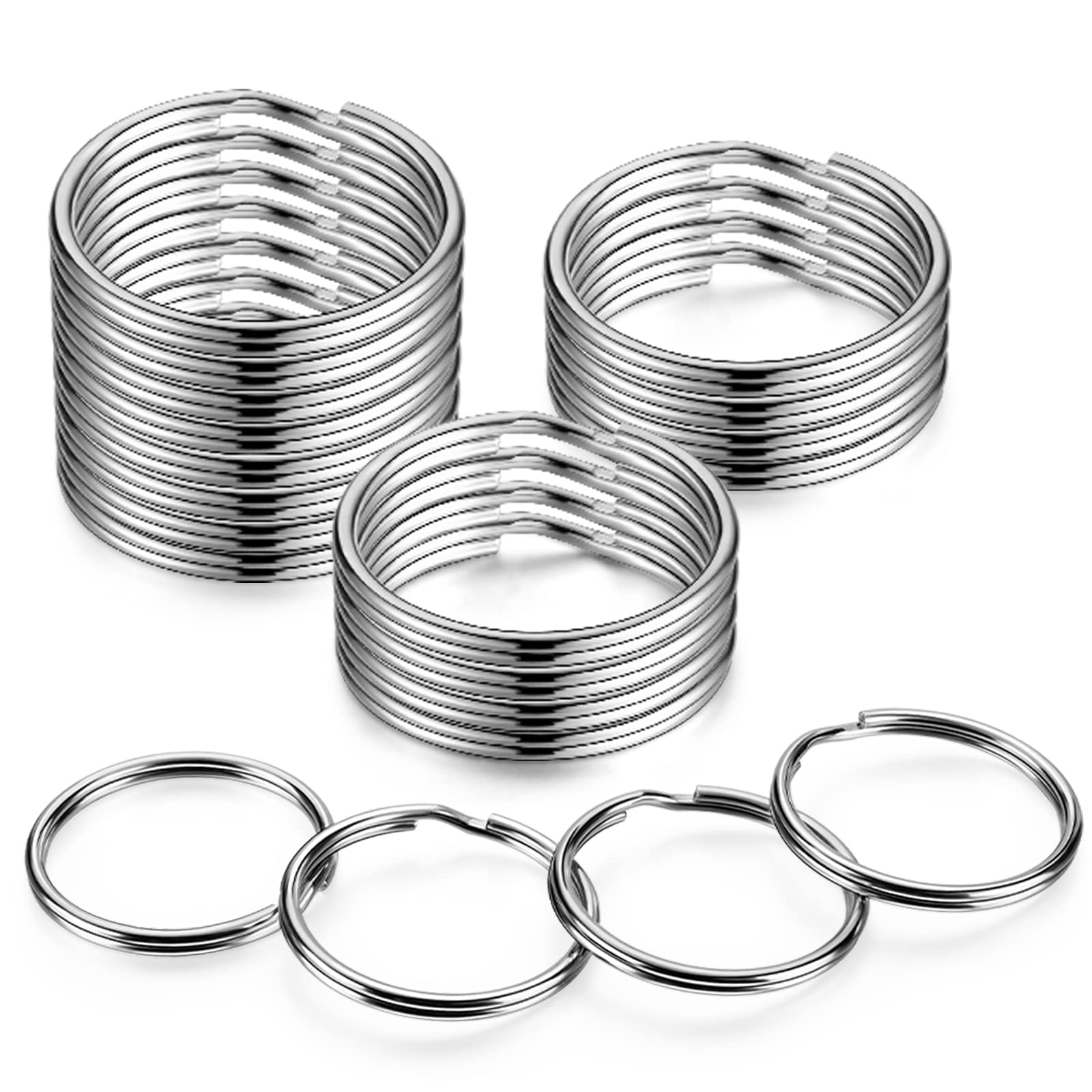 YHYZ28mm (1.10 Inch) Key Rings Bulk (60pcs, Round), Sliver Metal Spilt Key Rings, for Kechain Chain/Dog Collar tag/DIY Craft Jewelry Making/Car Key