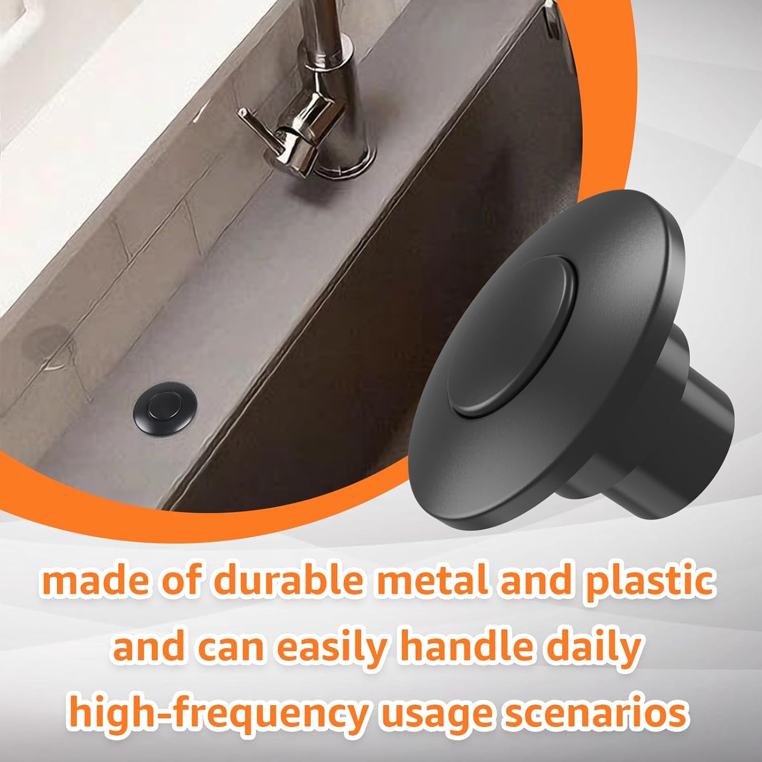 for InSinkErator STC-MTBLK Push SinkTop Switch Button, Replacement for InSinkErator Garbage Disposal Sink Top Air Switch Button, Only Switch Button