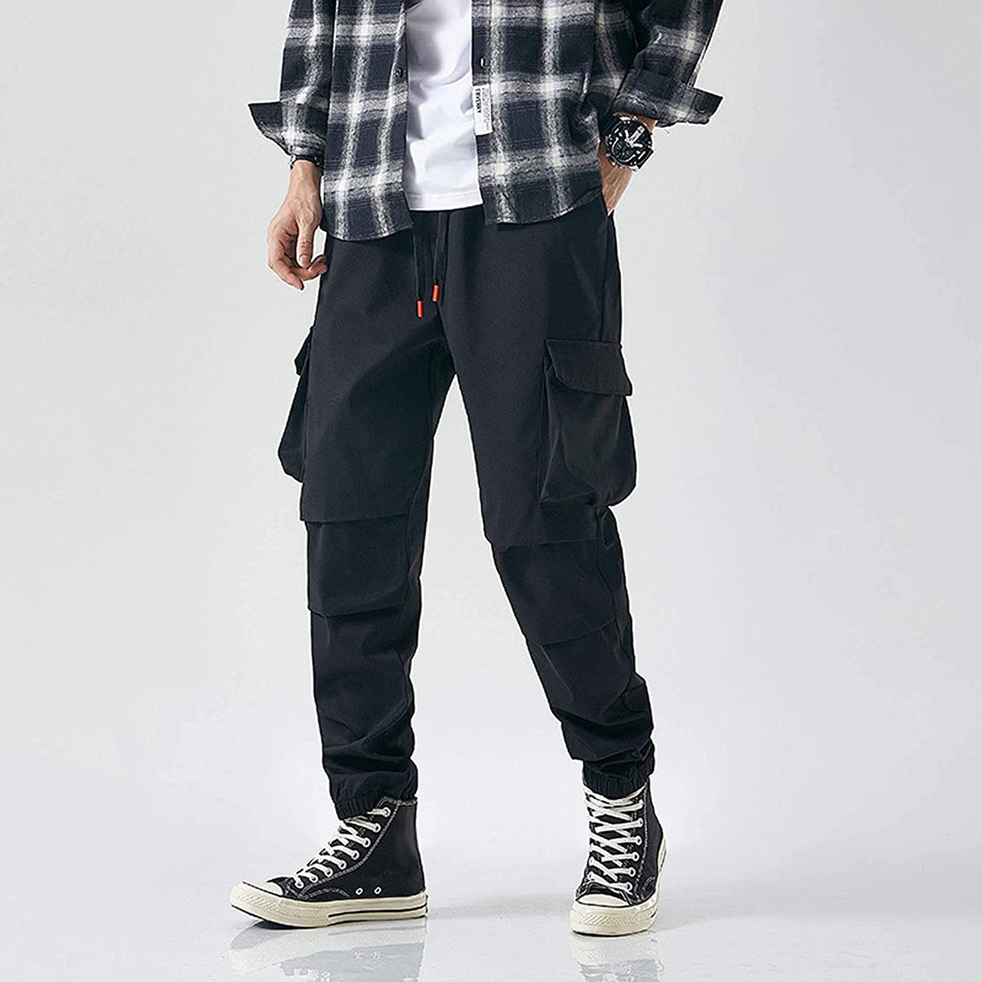 XYXIONGMAO Pantalones deportivos tácticos de hip hop para hombre, color negro, ropa de calle, hip hop, overoles verdes, pantalones cargo para hombre