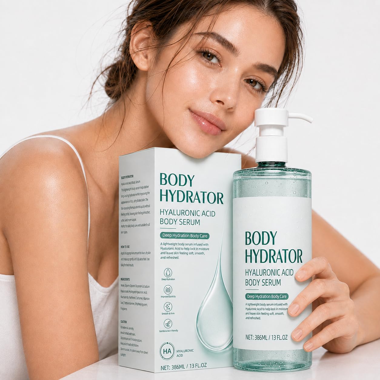 Body Lotion with Hyaluronic Acid, 13 fl oz Hydrating Body Lotion for Dry Skin, Lightweight Body Serum Moisturizer with Fast-Absorbing Non-Greasy Formula for Smooth Soft Skin, All Skin Types