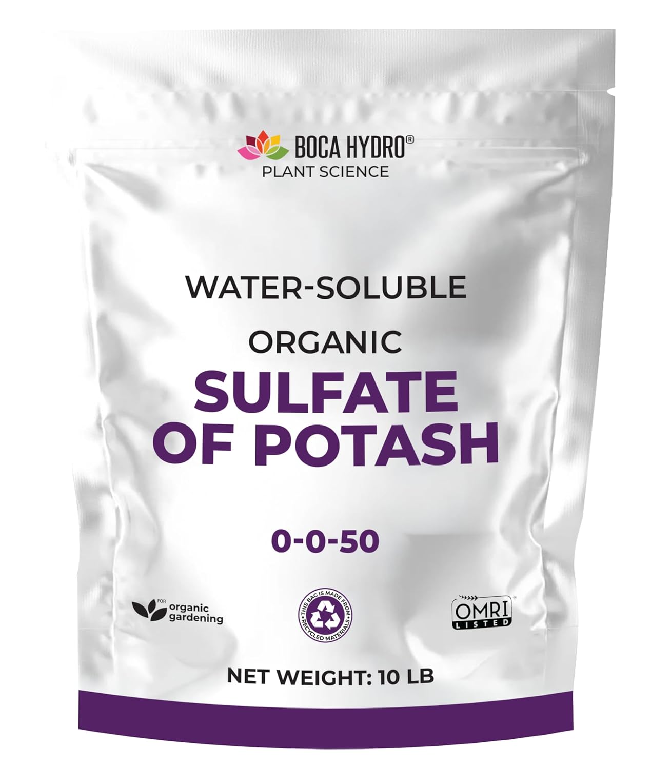 Organic Sulfate of Potash 0-0-50 Water Soluble Plant Food for All Plants, Vegetables, Flowers and Trees. (5 Lb)