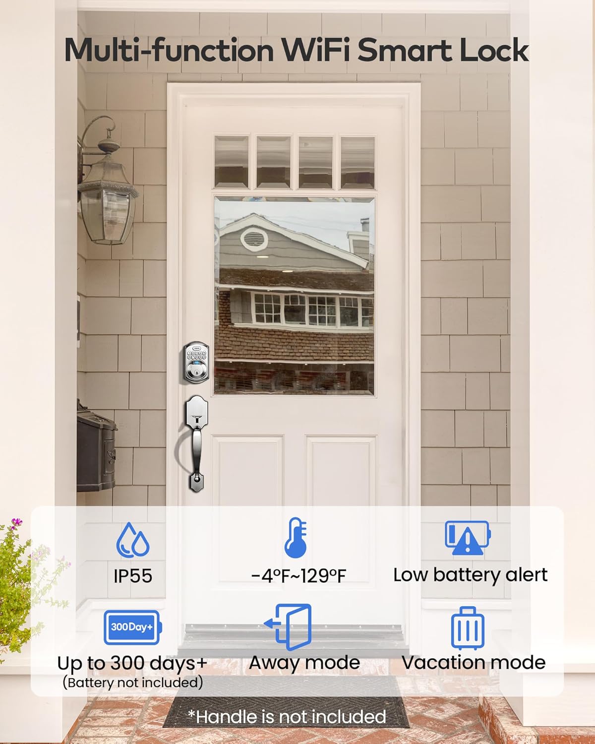 TEEHO WiFi Fingerprint Keyless Entry Door Lock, Smart Door Lock, Built-in WiFi and App Remote Control, Electronic Keypad Deadbolt