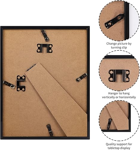 Miniatura 6 de Giftgarden Portarretratos de 8 x 10 pulgadas, color negro, marco de fotos fino de 8 x 10 pulgadas para exhibición de mesa de pared, individual