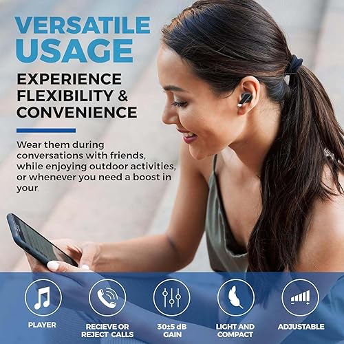 Miniatura 6 de Amplificador auditivo recargable para adultos y personas mayores, Bluetooth, recargable, cancelación de ruido con pantalla LED de alimentación