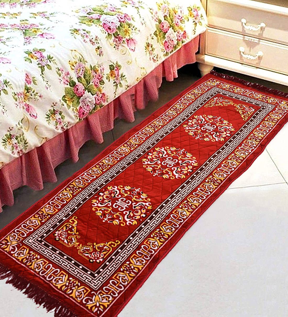 Velvet Pooja Aasan Floor Mat For Prayer & Meditation Sitting Multipurpose Rectangular Mat (Color-Red, Size-24X72 Inches) - Review, Price and Buying Guide