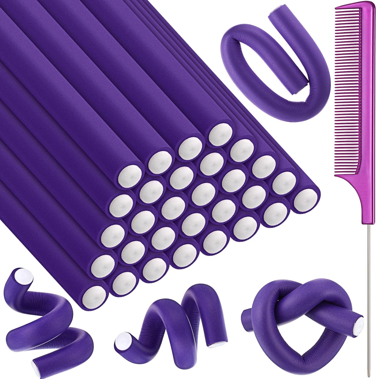 Amazon.com : Syhood 30 Pcs 7'' Flexible Curling Rods Twist Foam Hair ...