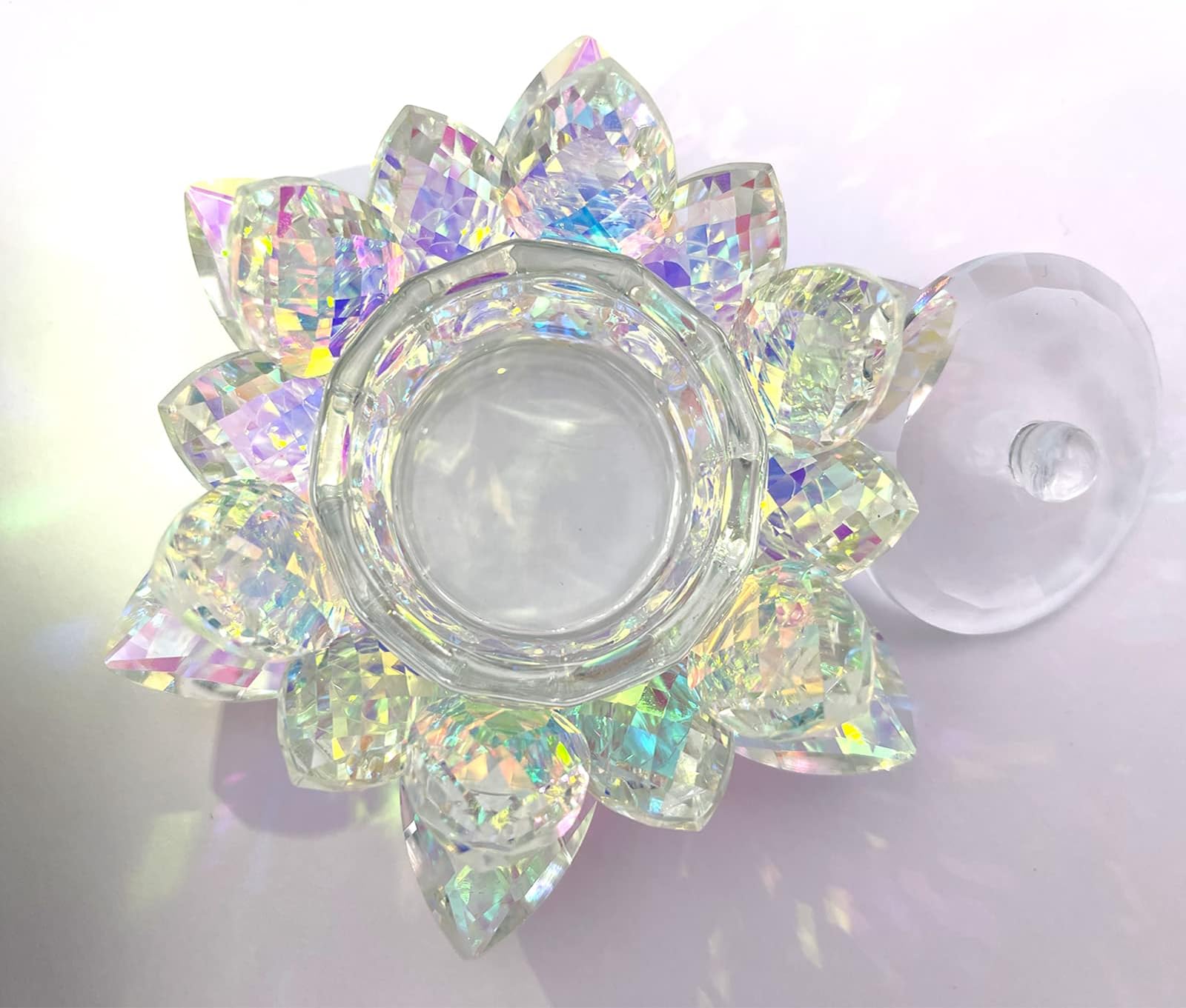 1pc Crystal Lotus Candle Holder,Nail Art Acrylic Nail Liquid Dappen Dish,HOINCO Liquid Powder Dappen Dish Bowl Glass Crystal Cup with Lid for Nail Art Manicure Care Tools