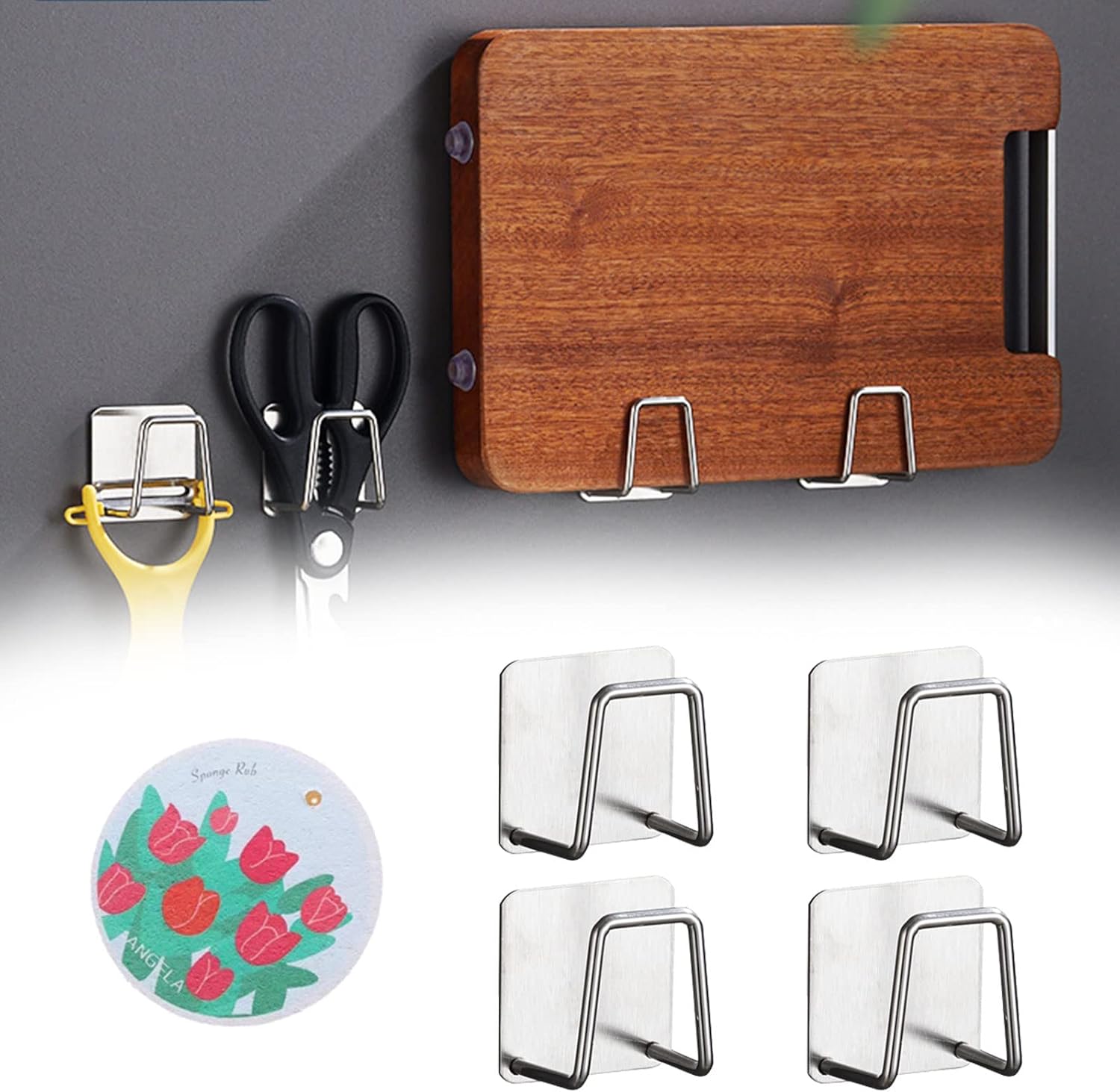 Portaspugne Per Lavello Con Scarico | Organizer Per Spugne E Sapone | Accessorio Cucina Nero - Foto 4