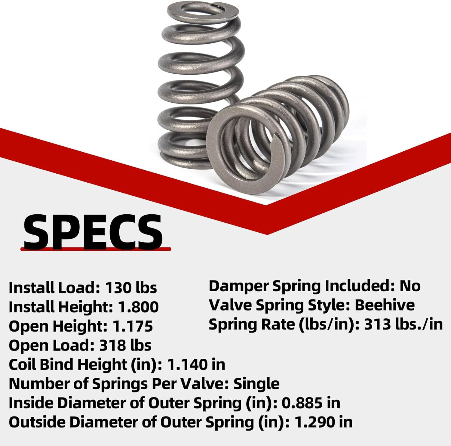 MITZONE 16 PACK LS VALVE SPRINGS,Drop-In Beehive Valve Spring Kit For LS1 LS2 LS3 LQ4 LS4 LS6 L76 L92 L99 LQ9 L33 LSA 4.8L 5.3L 5.7L 6.0L 6.2L - .600" Lift Rated PAC-1218
