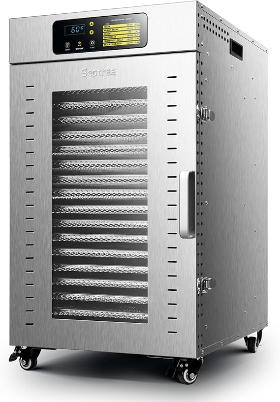 Commercial Food Dehydrator 18 Trays, 2000W Large Capacity 34.42ft² Food Dryer Machine for Jerky, Meat, Fruit, Herbs, Full Stainless Steel Industrial Dehydrater Biltong Maker