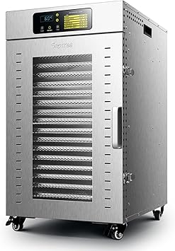 Commercial Food Dehydrator 18 Trays, 2000W Large Capacity 34.42ft² Food Dryer Machine for Jerky, Meat, Fruit, Herbs, Full Stainless Steel Industrial Dehydrater Biltong Maker