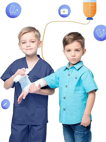 Miniatura 6 de Puteraya Conjunto de disfraz de médico para niños, uniforme de cirugía, traje de enfermera para niños y niñas, disfraz de Halloween y cosplay