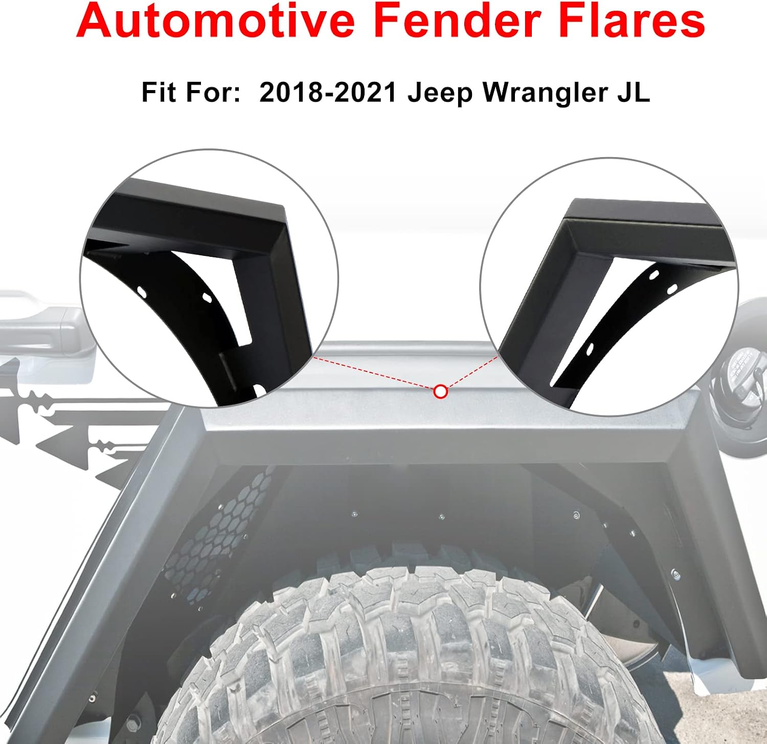 CPW Rear Fender Flares Compatible with 2018 2019 2020 2021 2022 2023 2024 2025 2026 Jeep Wrangler JL JLU Heavy Duty Rear Fender Flares 2PCS (101 Style)