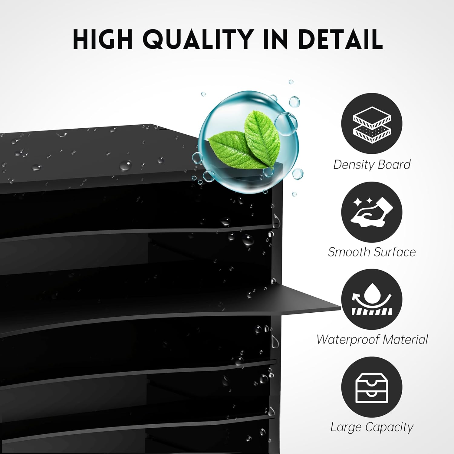 SUPEASY Wood Desk Organizer, 5 Tier Paper File Organizer for Desk, Wooden Desktop Organizer, Paper Letter Literature Mail Sorter, for Office School & Home Organization, Black (Pack of 2)