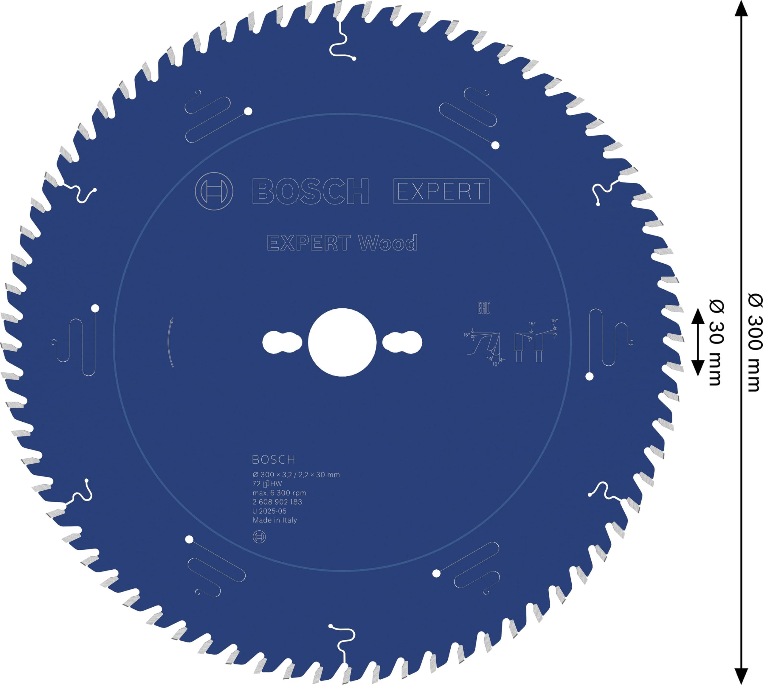 Bosch 1x Lama per sega circolare EXPERT per Wood cablata per seghe da banco (per Legno tenero, Legno duro, Ø mm, Professional Accessorio Sega circolare a filo da banco)