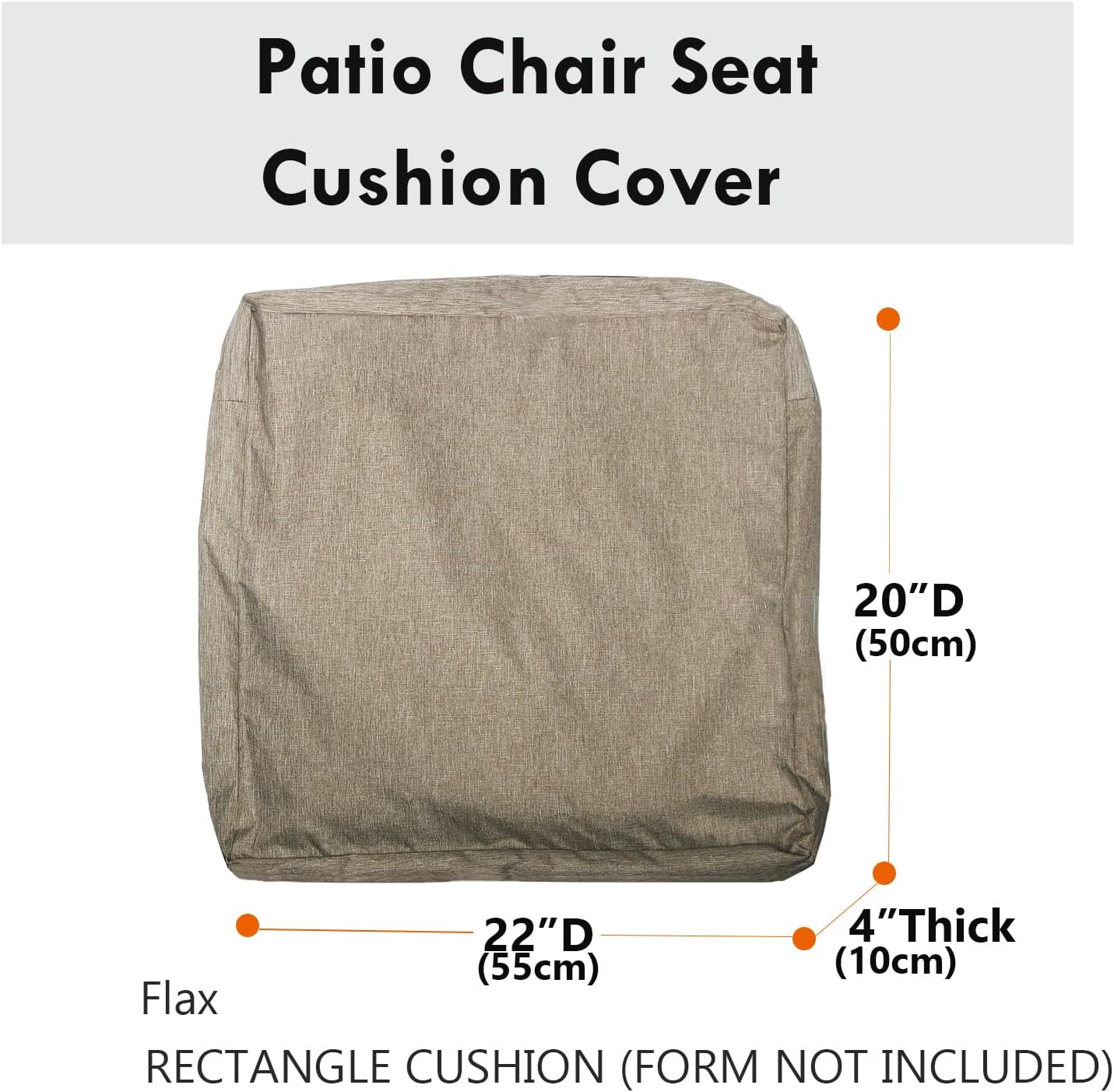 Patio Seat Cushion Covers,Washable Slip Covers Replacement,Waterproof Outdoor Furniture Chair Cushion Pillow Seat Cover for Couch,Garden,Sofa,Flax,22"×20"×4"(4 Covers Only)