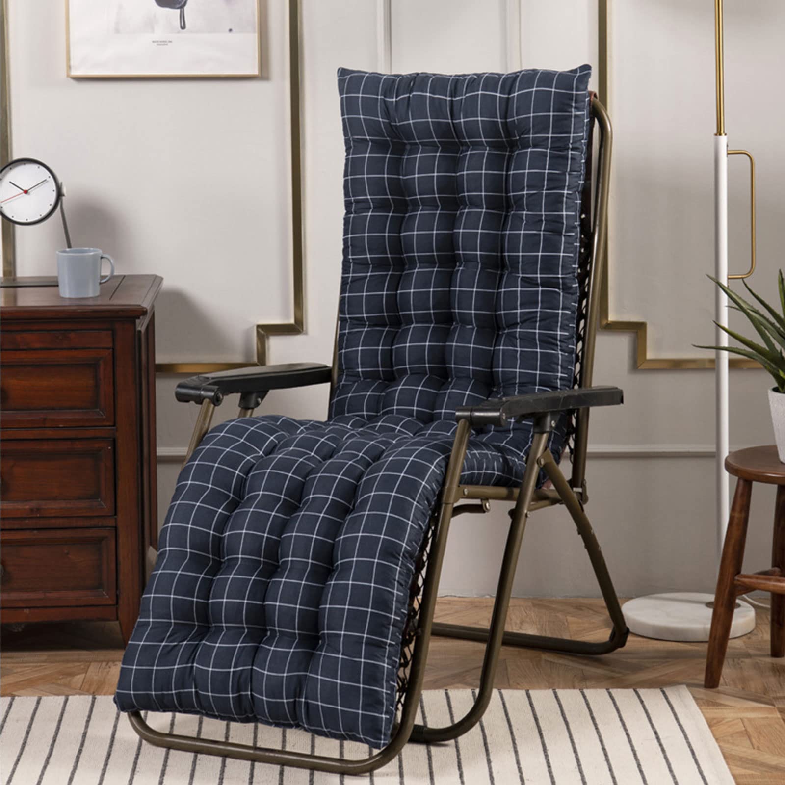 Sun Lounger Cushion Pad, Replacement Garden Recliner Chair Cushions, Thick Chair Pad Chaise Lounge Cushion for Travel Holiday Garden Indoor Outdoor,C,53 * 155cm