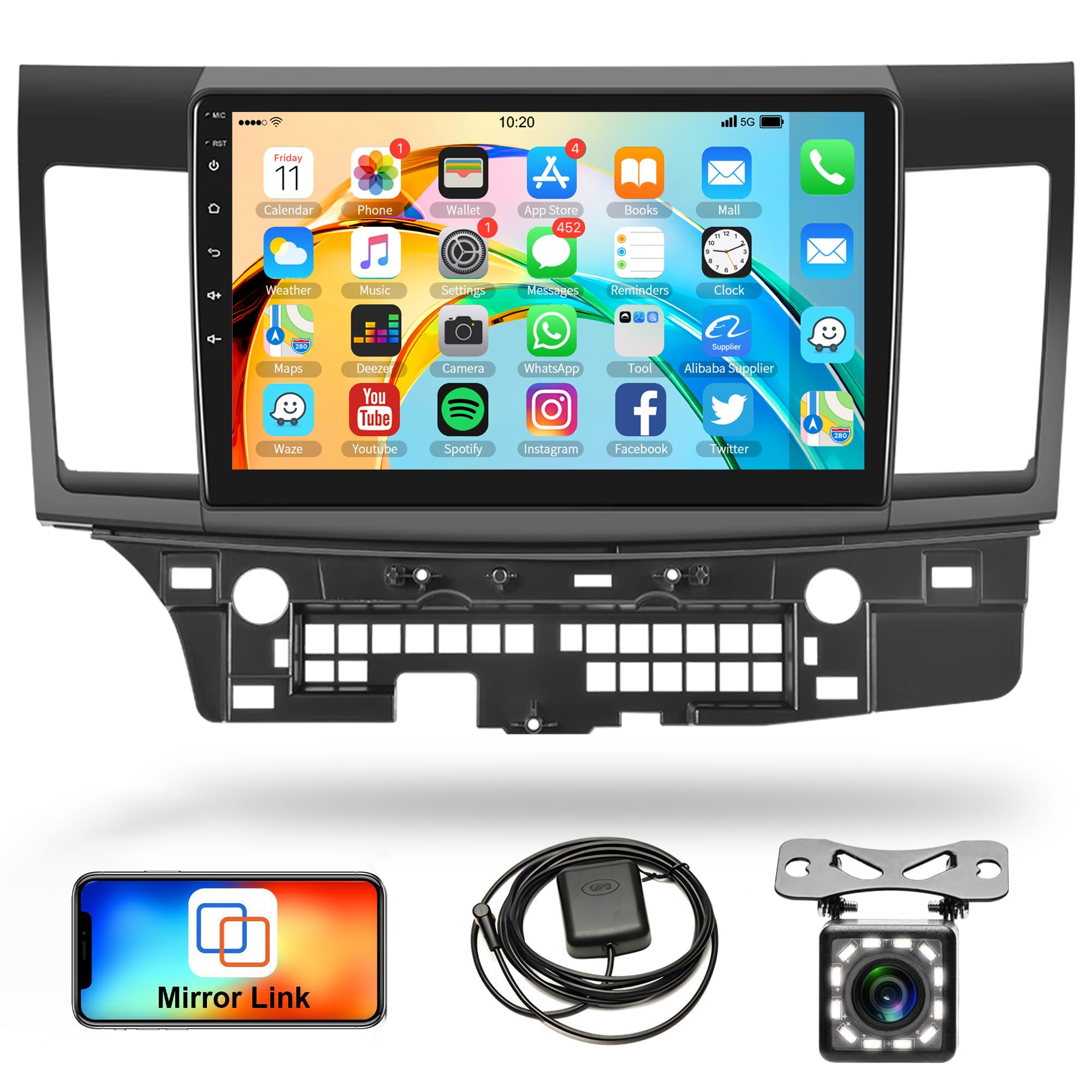 Rimoody Android 13 Car Radio for Mitsubishi Lancer 2008 2009 2010 2011-2017 Car Stereo 10.1 Inch HD Touch Screen GPS Navigation WiFi Bluetooth FM Radio EQ Mirror Link USB Backup Camera