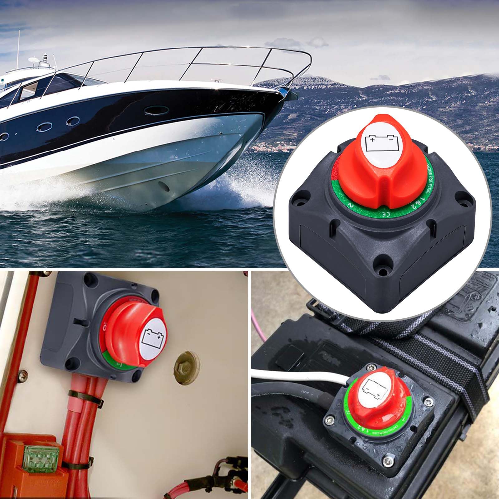 Spurtar Interruttore Stacca Batteria 12V 24V 48V 1-2-Both-Off Stacca Batteria per Auto, Camper, Yacht, Barca, Camion, Autobus