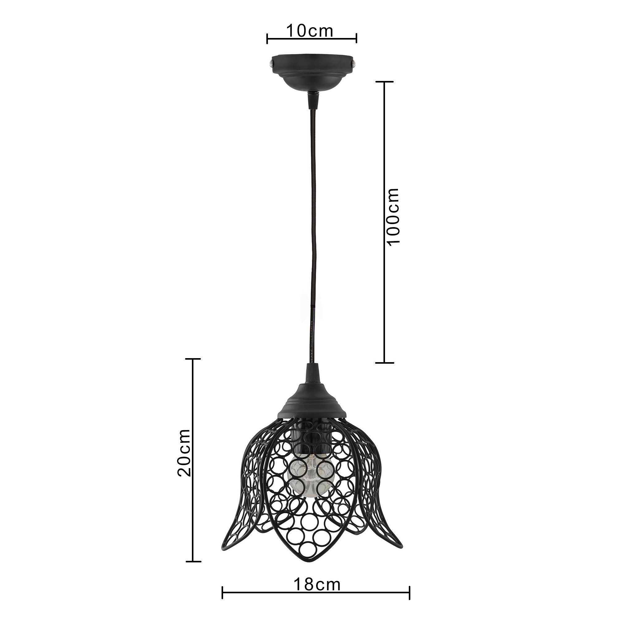 Homesake Hanging Black Steel Lotus Light, Hanging Ceiling Light - Decorative Lights for Home Decor Items - Living Room - Image 5 thumbnail