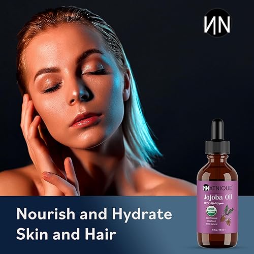 Miniatura 5 de Natnique Jojoba orgánica de 4 onzas Certificado USDA, prensado en frío, sin refinar y sin hexano Hidratante puro para el crecimiento del cabello,