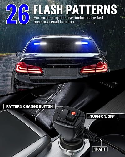 Miniatura 46 de HLauto Barra de luz estroboscópica de emergencia 1002L para asesor de tráfico: luz intermitente de advertencia de seguridad de 40 LED, visera N.° 01