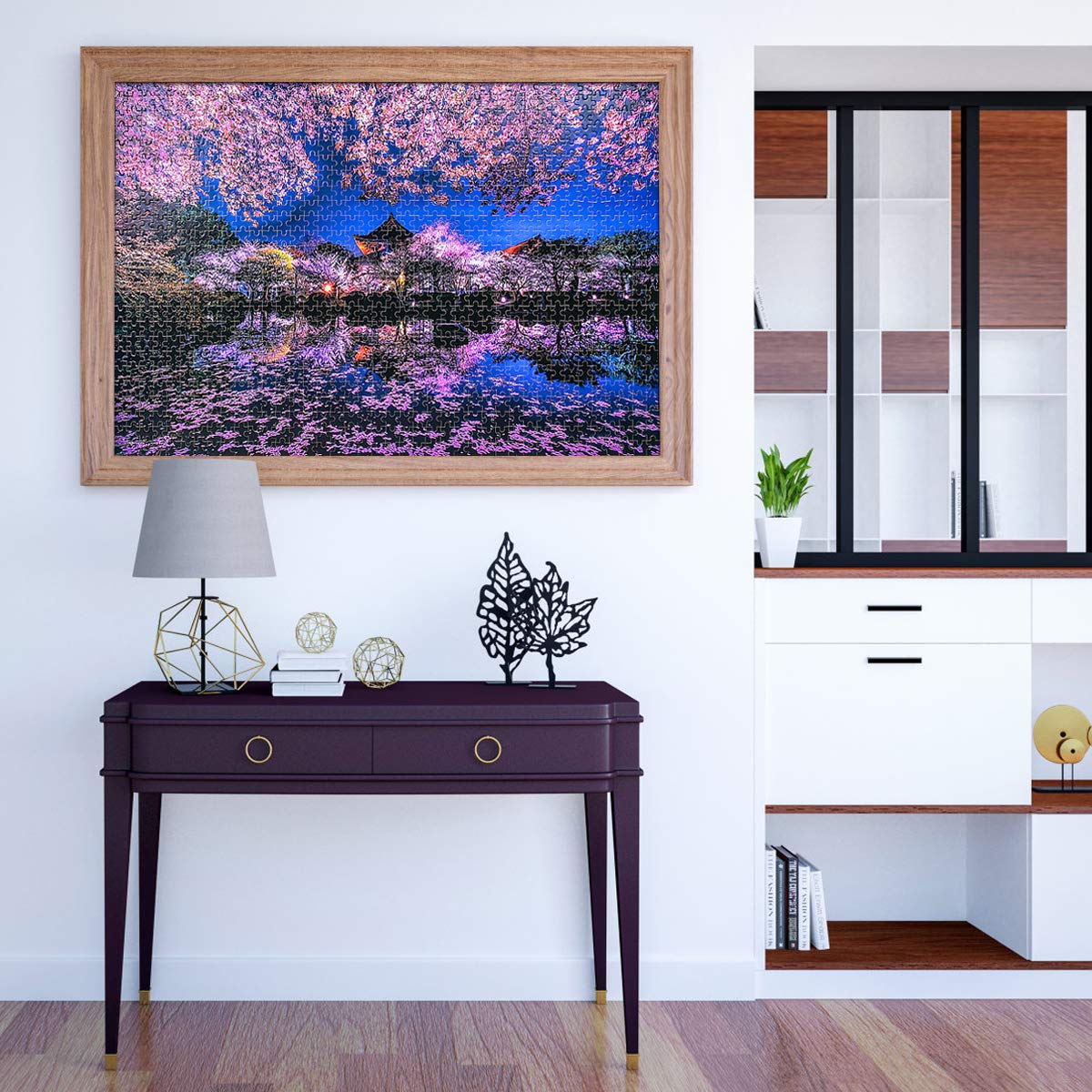 Ingooood- Jigsaw Puzzles 1000 Pieces for Adult- Tranquil Series- Cherry Blossoms on The Lake_IG-1168 Entertainment Wooden Puzzles Toys