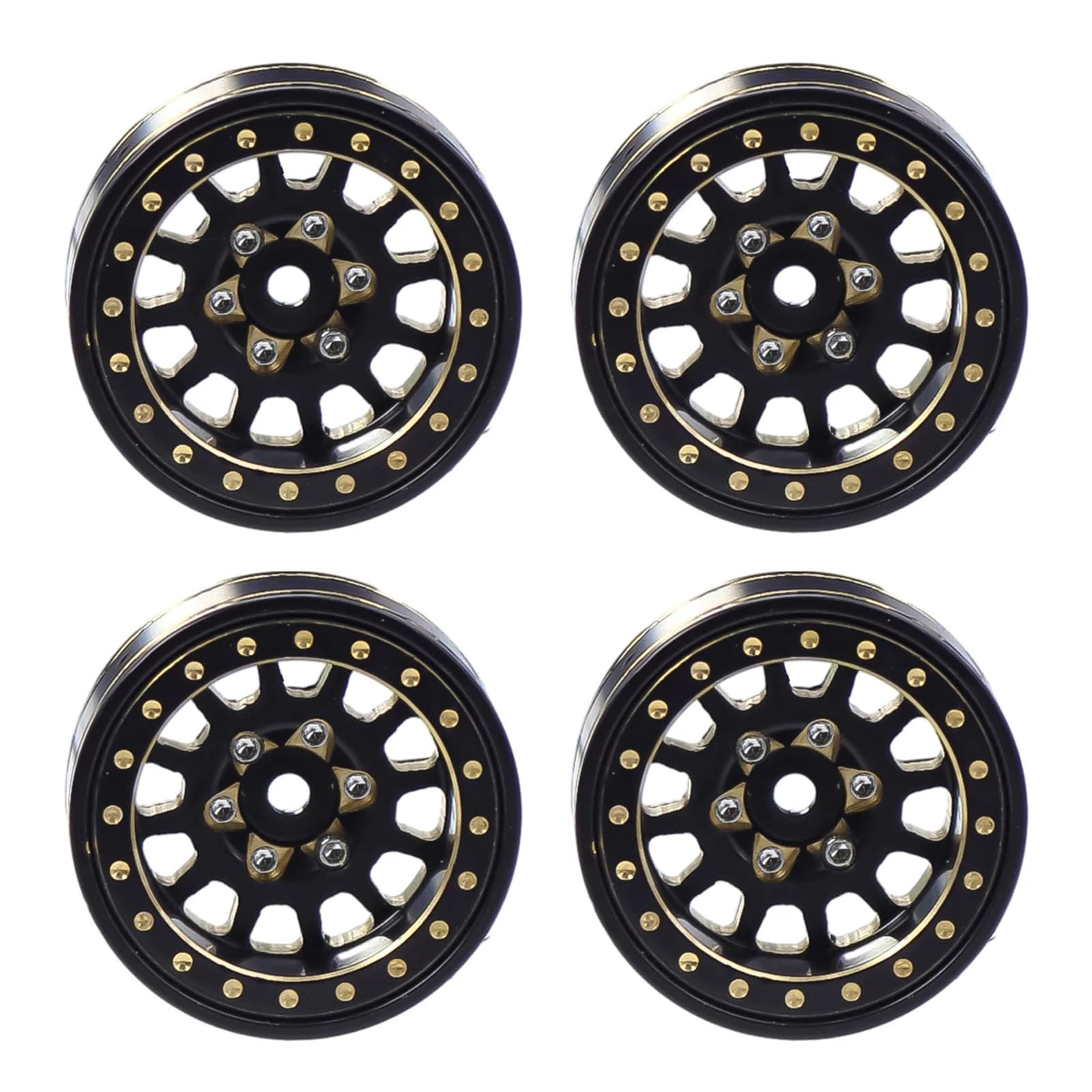 Per Axial Per SCX24 Per FCX24 Per TRX4M 1/24 1/18 RC Auto Parti Di Aggiornamento In Ottone Beadlock Mozzo Ruota Cerchi 4 Pezzi 1.0 Pollici Plus Ricambi Modellini RC