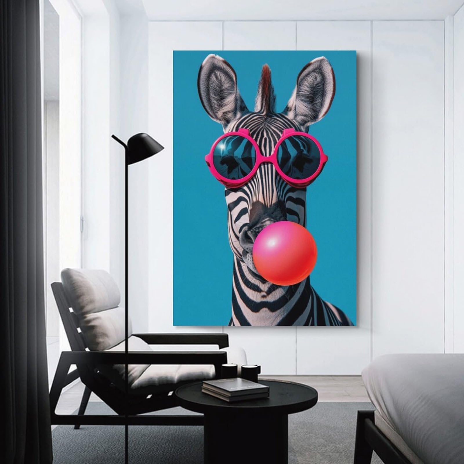 Junmoney Funny Zebra with Sunglasses Home Decor Wall Art, 08x12inch(20x30cm), for Lounge, Bedroom Or Personal Spaces, Thoughtful Wall Decor for Art Lovers