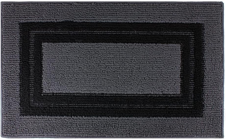 Front Door Mat Non-slip Doormat Low Profile Entrance Mats Absorbent Floor Mat Mud Dirt Trapper Indoor Outdoor Welcome Rug for Patio Entry Entryway House (Black)