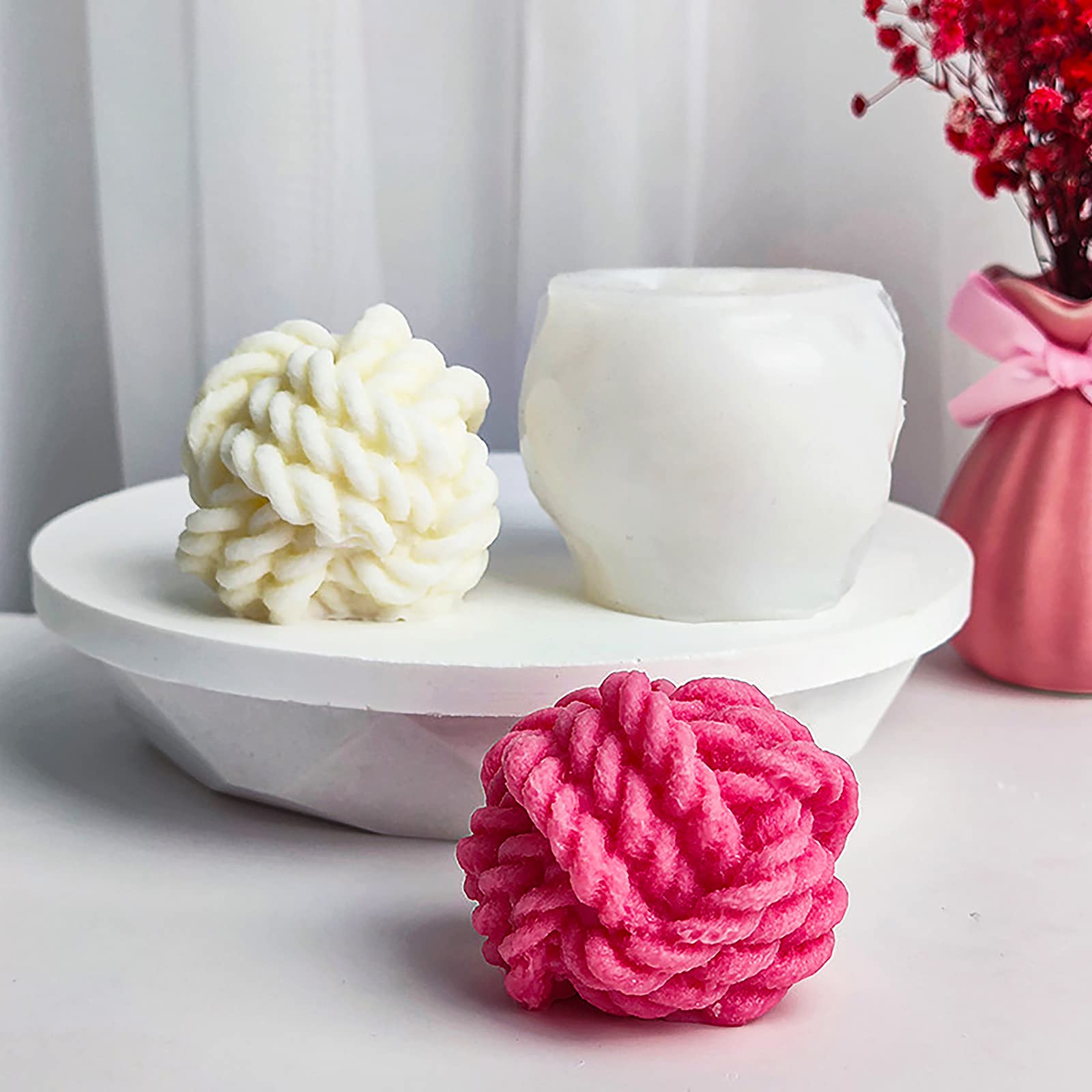 Stampi Per Candele In Silicone 8pcs | Forma Gomitolo | Per Candele Fai Da Te 3D - Foto 5