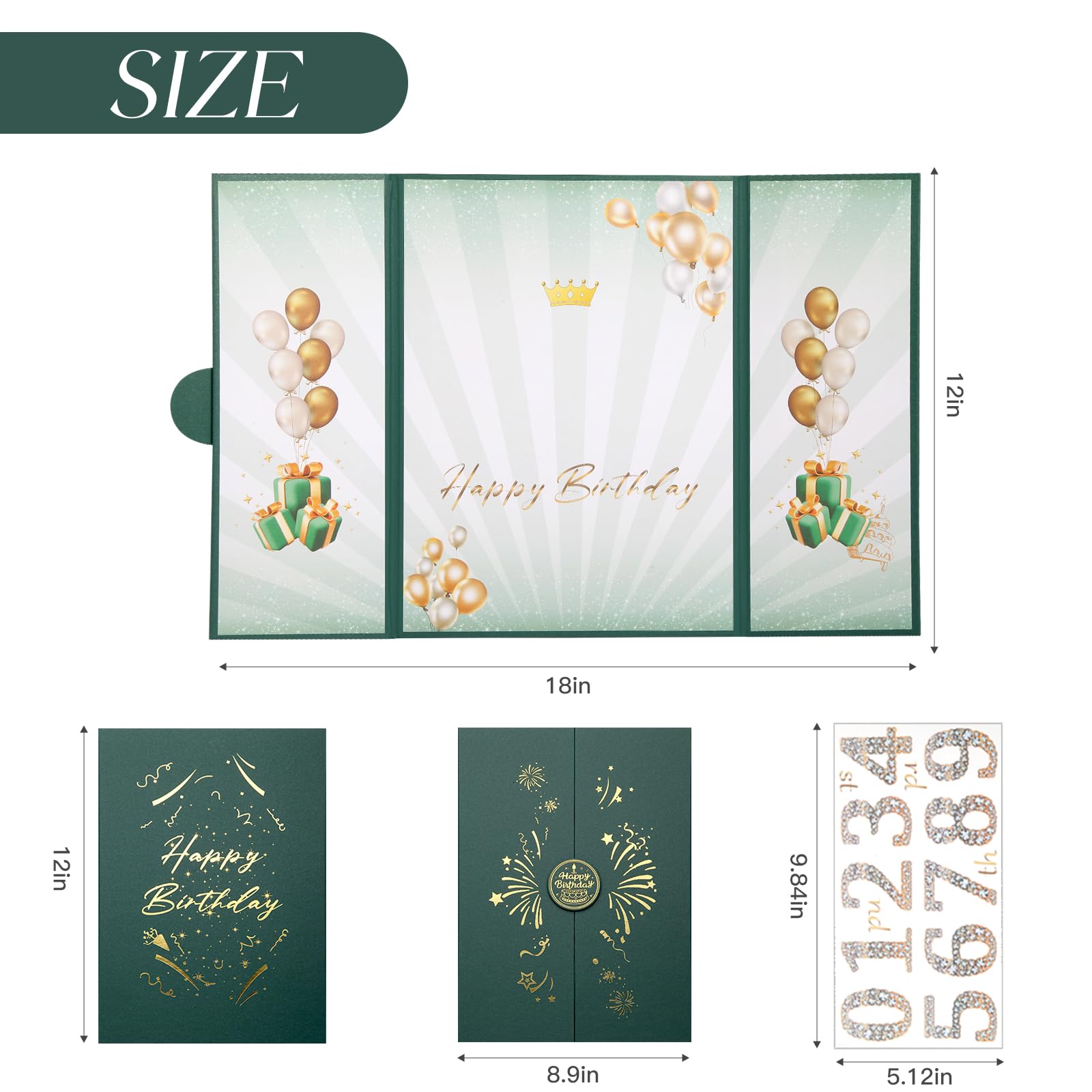 Zielone złote dekoracje na przyjęcie urodzinowe, 45 x 30 cm, kreatywne dekoracje urodzinowe, znak dla gości w książce alternatywa, dla mężczyzn i kobiet w każdym wieku, artykuły imprezowe z