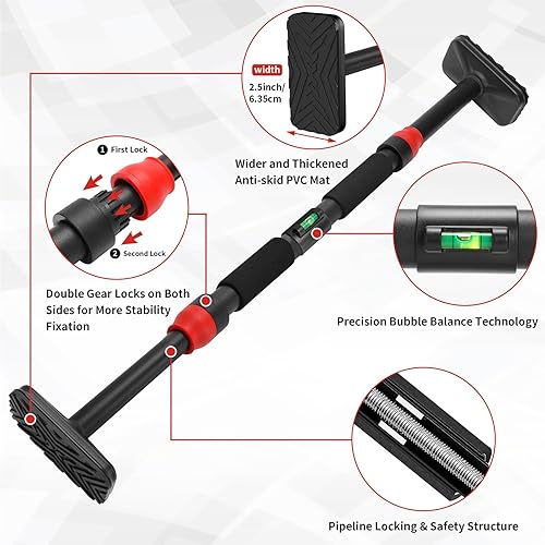 Miniatura 9 de Barra de dominadas para puerta, barra de barbilla para entrenamiento de fuerza, no requiere tornillos, barra de dominadas portátil para