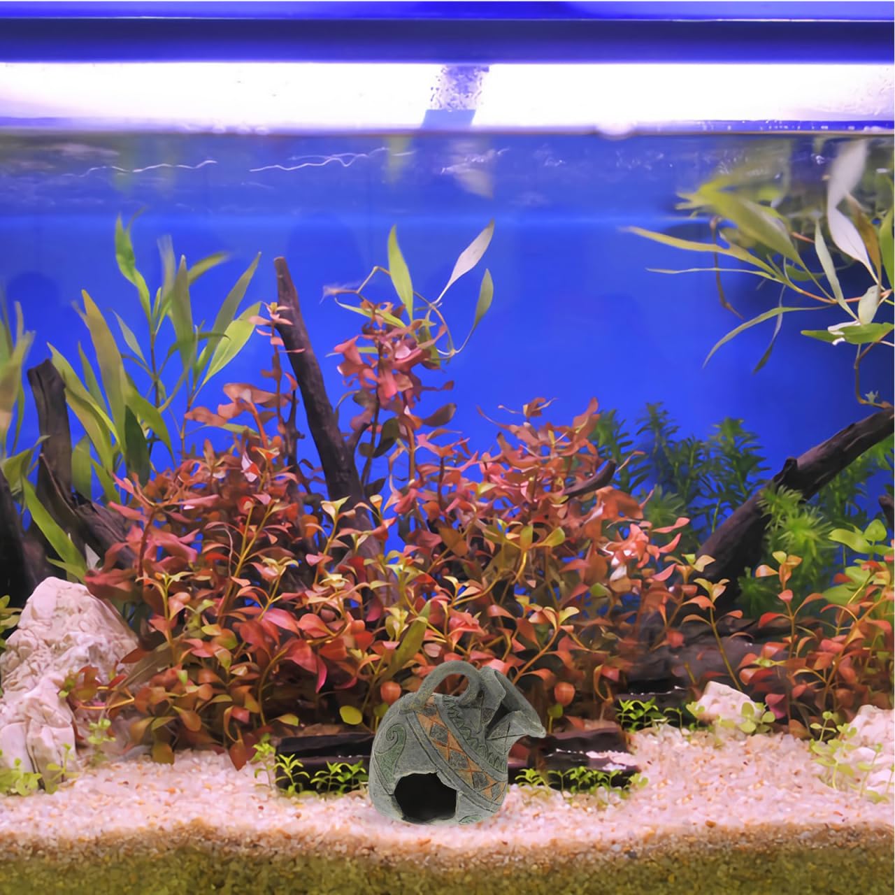 TEHAUX Ornements en résine pour aquarium, cachette pour aquarium, cachette pour aquarium et crevettes
